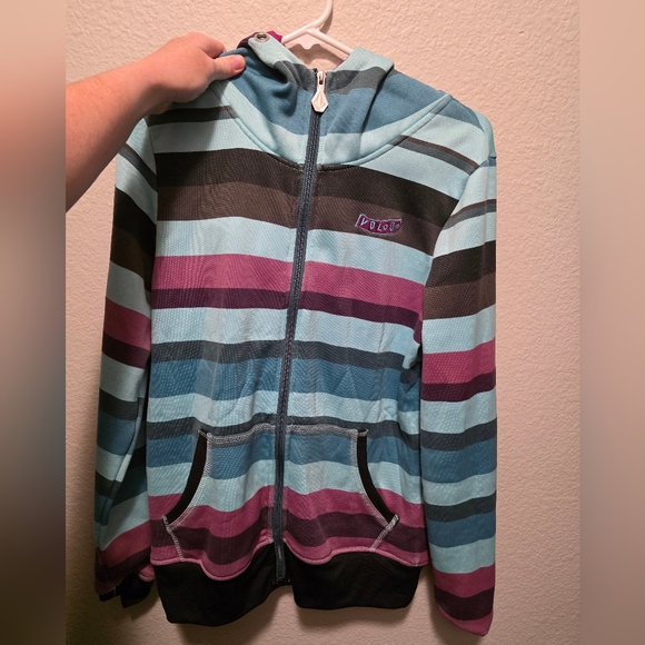 Vintage Y2k Skate Volcom Striped Unisex Hoodie - Picture 1 of 3